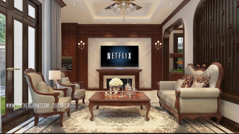 Sofa da tân cổ điển đẹp tại biệt thự thành phố giao lưu Sofa da tân cổ điển đẹp tại biệt thự thành phố giao lưu