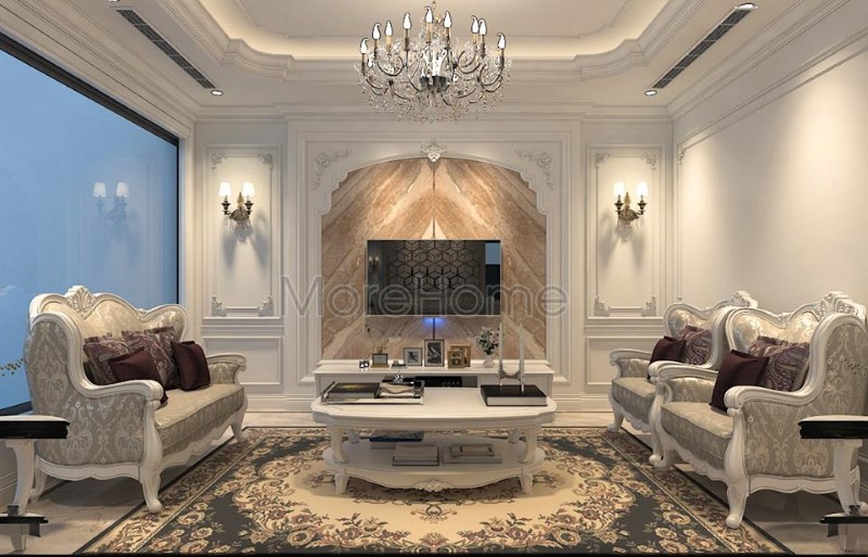 Sofa tân cổ điển bọc vải hoa đẹp cho biệt thự Sofa tân cổ điển bọc vải hoa đẹp cho biệt thự