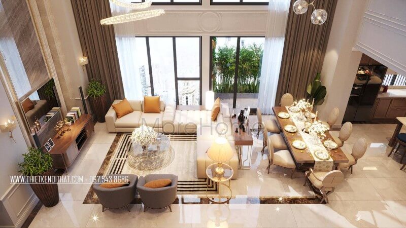 Bộ bàn ăn gỗ óc chó cao cấp dành cho 10 người làm nên không gian ăn uống thực sự đẳng cấp Thiết kế chung cư