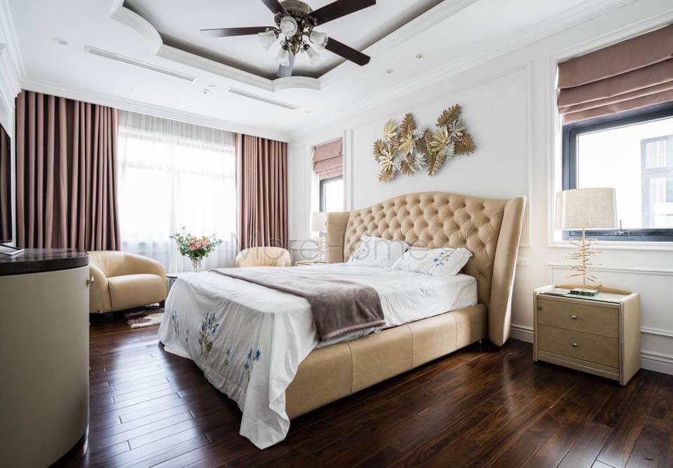 Mẫu thi công nội thất phòng ngủ đẹp với không gian mở phong cách tân cổ điển lược giản Mẫu thiết kế và thi công nội thất biệt thự