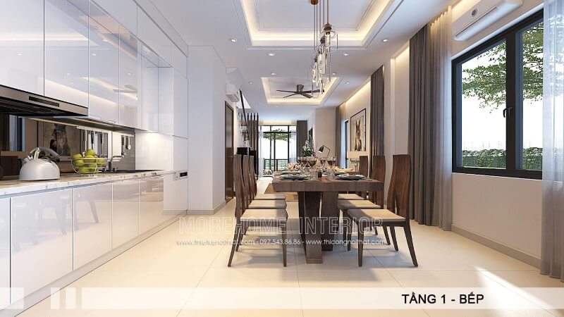 Mẫu tủ bếp gỗ Acrylic màu trắng đẹp tạo nên một không gian rộng rãi kết hợp với đầy đủ những phụ kiện, thiết bị bếp tiện nghi mang đến cho gia đình sự thuận tiện cao nhất trong quá trình sử dụng. Thiết kế và sản xuất tủ bếp đẹp
