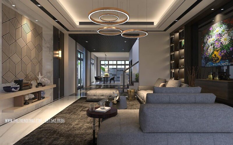 Sắp xếp nội thất phòng khách liền phòng ăn hiện đại, đẹp cho nhà phố, biệt thự. Mẫu nội thất biệt thự đẹp