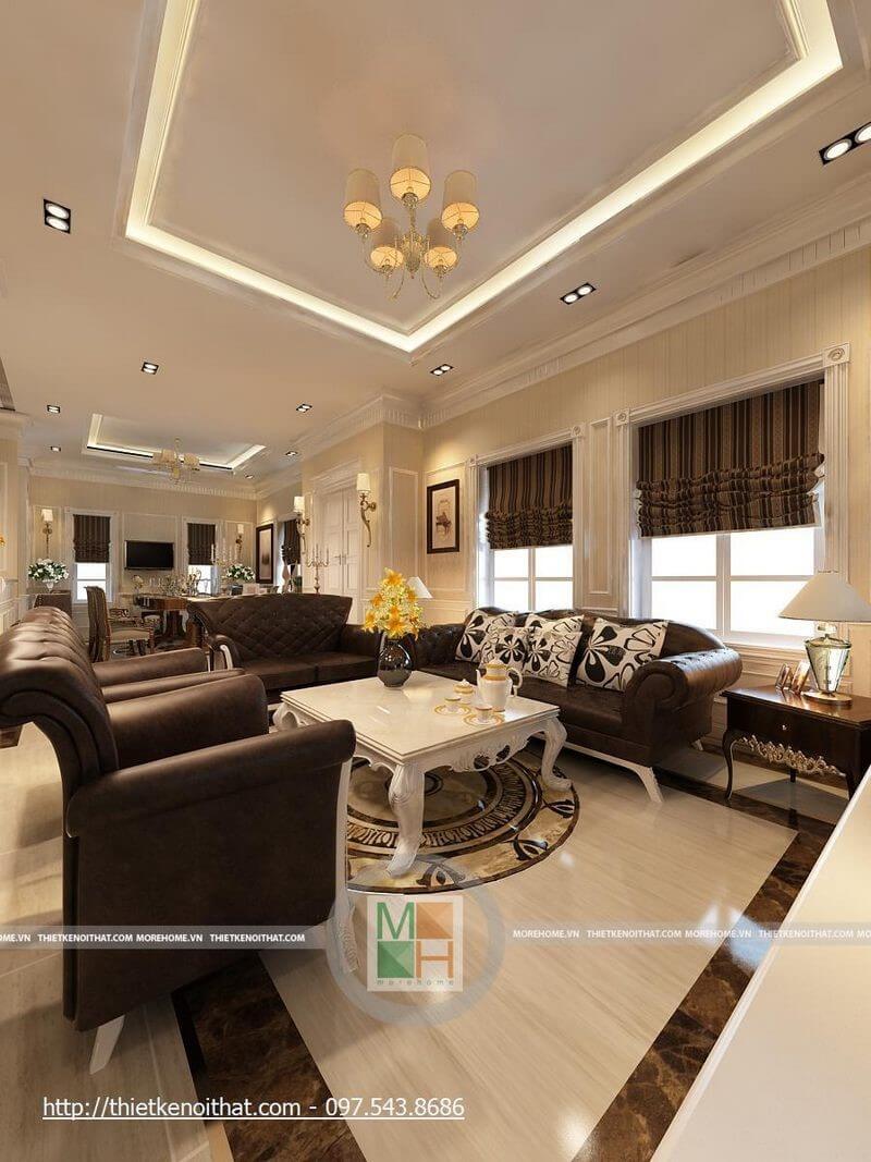 Thiết kế nội thất phòng khách phong cách tân cổ điển sang trọng, đẳng cấp Mẫu nội thất biệt thự đẹp