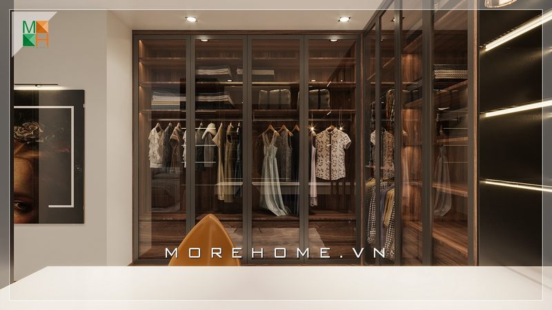 Mẫu thiết kế tủ quần áo cửa kính âm tường kịch trần hiện đại rất sang trọng cho chung cư, nhà phố, biệt thự.