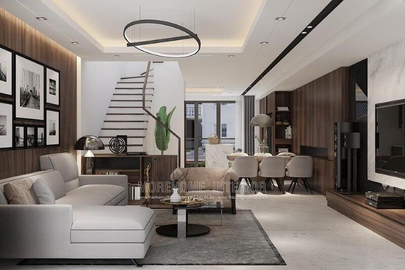 Mẫu trang trí phòng khách liền bếp đẹp, tạo nên không gian thông thoáng là một trong những xu hướng ấn tượng nhất hiện nay.