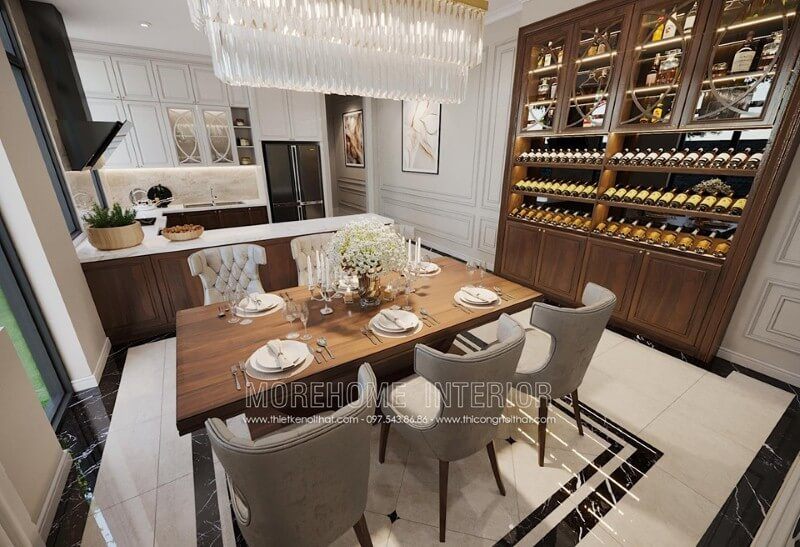 Tủ rượu đẹp sang trọng cho phòng ăn đương đại.