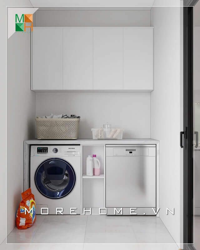 Một không gian giặt đồ rất tiện lợi thiết kế khoa học hiện đại và ngăn nắp cho chung cư, nhà phố, biệt thự